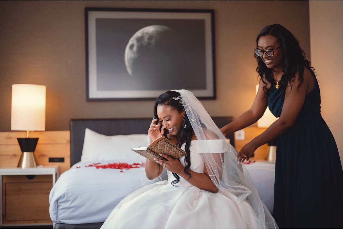 Bridal bouquet of roses and peonies